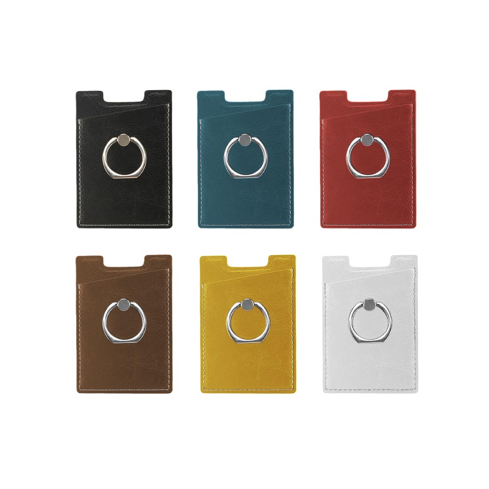 Metal Phone Ring Holder with RFID PU Card Holders